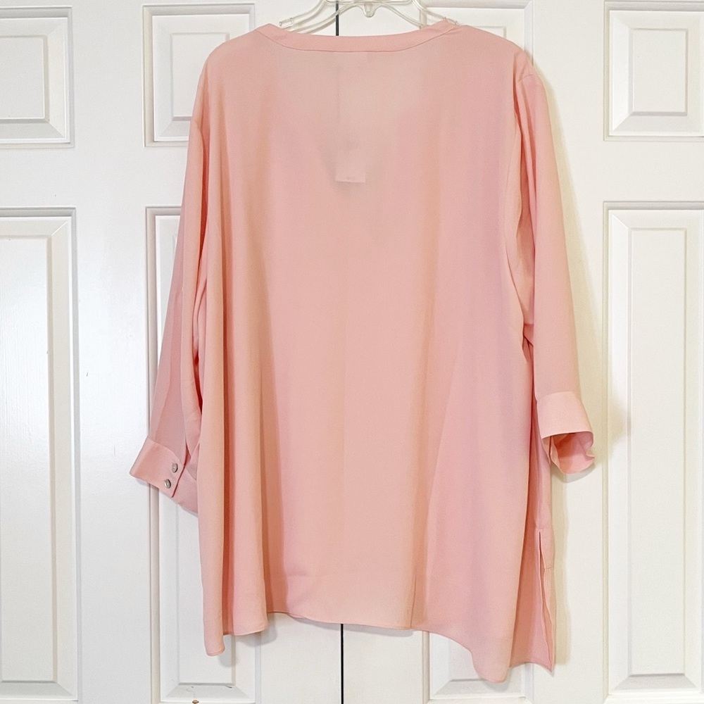 NWT! J. Jill Dusty Pink Roll Tab Sleeve V-Neck Asymmetrical Hem Tunic. Size 3X - Picture 7 of 13